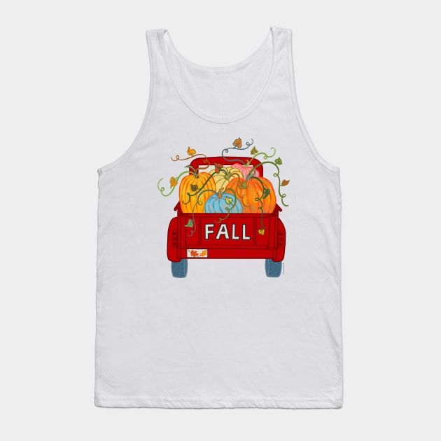 Fall Pumpkin Truck Red Vintage Old Pickup with Pumpkins Tank Top by DoubleBrush